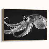 Framed wall art showcasing a vibrant octopus design in rich colors, highlighted by a gold frame. Ideal for marine life enthusiasts and modern decor.