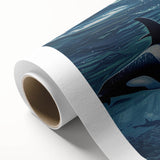 Vibrant rolled canvas wall art showcasing a stunning orca design, featuring detailed marine life elements and vivid colors, ideal for ocean-themed decor.