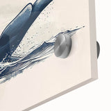Close-up of a vibrant marine life wall art piece featuring an orca design on acrylic glass, showcasing intricate details and colors for a stunning interior decor accent.
