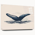Acrylic wall art featuring a vibrant orca marine life design, displayed in a side view with decorative pins, showcasing its glossy finish and vivid colors.