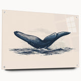 Acrylic wall art featuring a vibrant orca marine life design, displayed in a side view with decorative pins, showcasing its glossy finish and vivid colors.