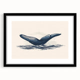 Black-framed wall art featuring a vibrant orca design from the Marine Life collection, showcasing detailed marine themes suitable for coastal decor.