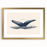 Orca wall art collection featuring a striking gold frame and mat, showcasing detailed marine life illustrations. Perfect for ocean-themed decor and nature enthusiasts.
