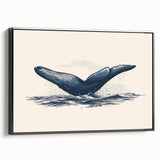 Framed canvas wall art showcasing a striking orca design in vibrant colors, featuring a sleek black frame, ideal for marine life enthusiasts and modern decor.