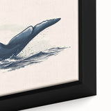 Close-up of a framed canvas wall art featuring a vibrant orca design, showcasing intricate details and colors, perfect for marine life enthusiasts and home decor.