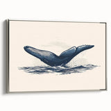 Framed canvas wall art showcasing a striking silver orca design, capturing the majestic marine life with intricate details and vibrant colors, ideal for ocean-themed decor.