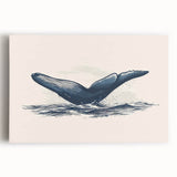 Orca wall art design on stretched canvas, showcasing vibrant marine life colors and intricate details, perfect for ocean-themed decor in any space.