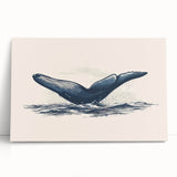 Vibrant stretched canvas wall art featuring an orca design, showcasing deep blue ocean tones and intricate marine life details, perfect for ocean-themed decor.