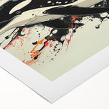 Vibrant rolled canvas artwork depicting an orca surrounded by marine life, showcasing detailed illustrations in blue and green hues, perfect for ocean-themed decor.