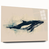 Acrylic wall art featuring a vibrant orca design from a marine life collection, displayed in a stylish side view without pins, showcasing vivid colors and intricate details. Perfect for ocean-themed decor.
