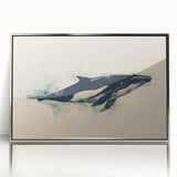 Framed acrylic wall art featuring a striking orca design in a silver finish, showcasing marine life with vivid colors. Perfect for ocean-themed decor.