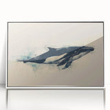 Framed acrylic wall art featuring a stunning orca design in vibrant colors, showcasing marine life with a white frame, perfect for ocean-themed decor.