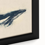 Close-up of a framed canvas wall art depicting a vibrant orca design surrounded by marine life, showcasing intricate details and vivid colors perfect for ocean-themed decor.