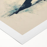 Vibrant rolled canvas wall art showcasing a detailed orca design, featuring shades of blue and black, ideal for marine life enthusiasts and home decor.