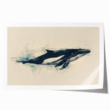 Orca wall art design featuring a vibrant marine life theme, showcasing detailed illustrations of orcas and ocean elements on rolled print, ideal for nautical decor.