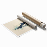 Orca-themed wall art print featuring vibrant marine life designs, showcasing a striking underwater scene with dynamic colors, rolled and ready for display.