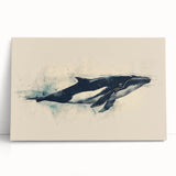 Stretched canvas wall art showcasing a vibrant orca design, featuring deep blue tones and intricate marine life details, perfect for ocean-themed decor.