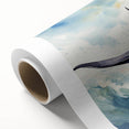 Vibrant rolled canvas art showcasing a marine life ray design, featuring intricate details and rich colors, ideal for ocean-themed decor in modern spaces.