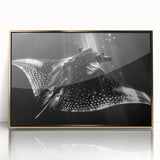 Framed wall art featuring a marine life ray design with a gold-acrylic finish, showcasing intricate details and vibrant colors, perfect for ocean-themed decor.