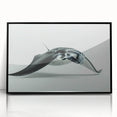 Framed wall art featuring a stunning marine life design of a ray, with a sleek black frame, perfect for ocean-themed decor in a modern living space.