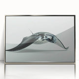 Framed acrylic wall art showcasing a vibrant marine life design featuring colorful rays, ideal for enhancing coastal home decor with a modern touch.