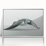 Framed acrylic wall art featuring a vibrant marine life ray design, showcasing intricate details and colors, perfect for ocean-themed decor in modern interiors.