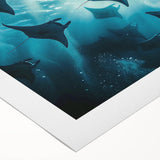 Vibrant rolled canvas showcasing a stunning marine life ray design, featuring intricate details and rich colors, perfect for ocean-themed decor and art enthusiasts.