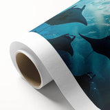 Vibrant rolled canvas wall art featuring a colorful marine life ray design, showcasing intricate patterns and textures, perfect for ocean-themed decor.