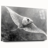Colorful marine life wall art collection featuring a dazzling ray design on acrylic glass, showcasing vibrant colors and intricate details in a modern side view. Ideal for enhancing ocean-themed decor in homes or offices.