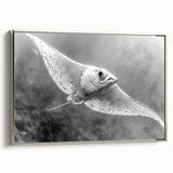 Framed canvas wall art showcasing a captivating marine life ray design, featuring vibrant colors and intricate details, perfect for ocean-themed decor.