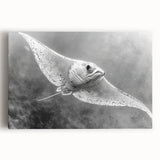 Vibrant marine life wall art featuring a manta ray design on stretched canvas, showcasing intricate details and rich colors, perfect for ocean-themed decor.