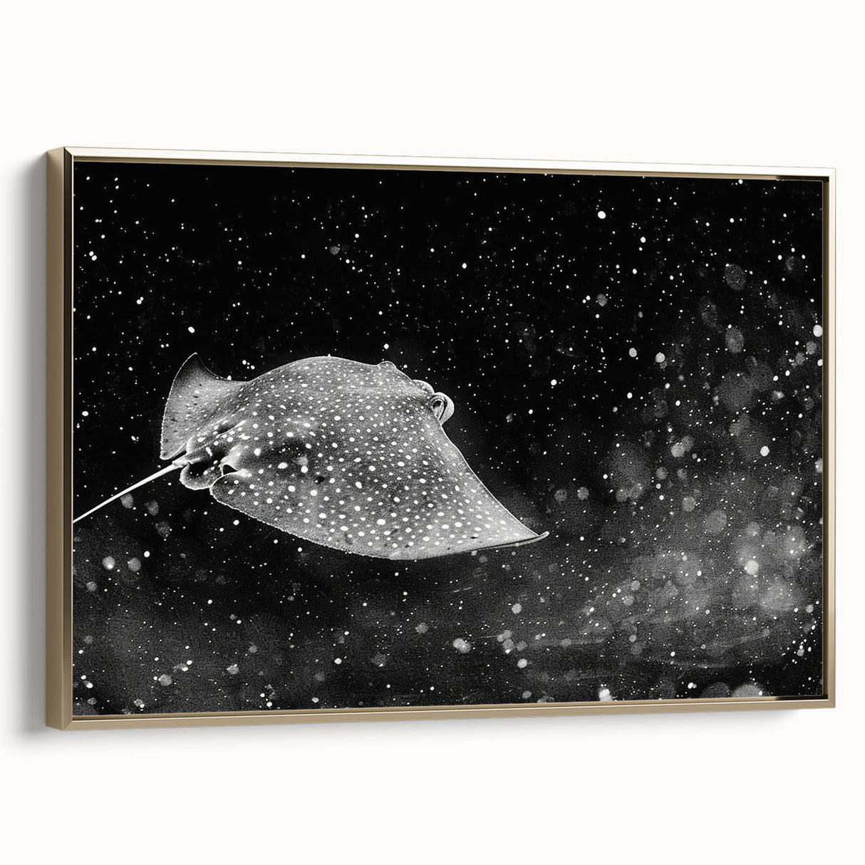 Framed wall art collection showcasing a marine life design with a golden ray, highlighting vibrant colors and intricate details, ideal for ocean-themed decor.
