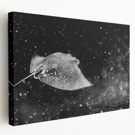 Stretched canvas wall art showcasing a vibrant marine life ray design, featuring intricate details and rich colors, ideal for ocean-themed decor.