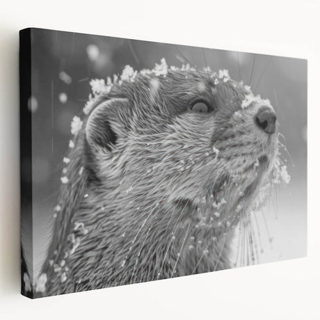Stretched canvas wall art featuring a playful sea otter design, showcasing vibrant colors and intricate details, perfect for marine life enthusiasts and home decor.