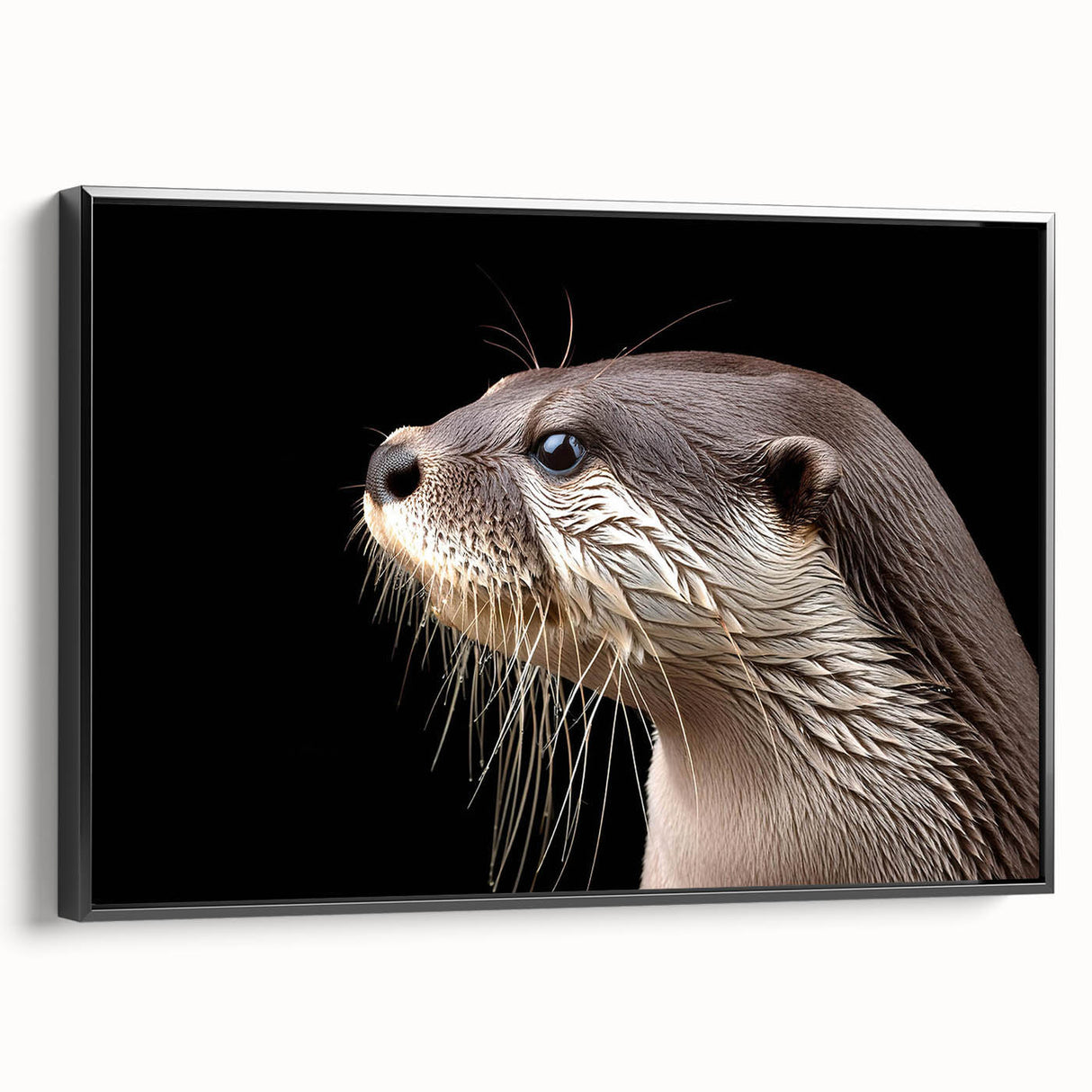 Framed canvas wall art featuring a playful sea otter design in vibrant colors, showcasing marine life, perfect for coastal-themed decor.