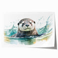Vibrant wall art print showcasing a playful sea otter among colorful marine life, perfect for ocean-themed decor, emphasizing nature's beauty and wildlife.