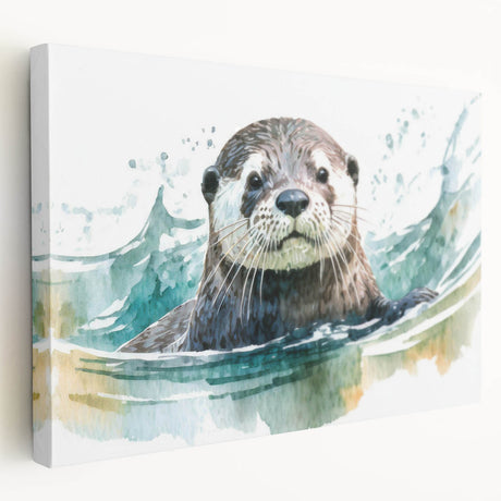 Stretched canvas wall art showcasing a charming sea otter design, featuring vibrant colors and detailed textures, perfect for marine life enthusiasts' decor.