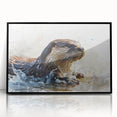 Framed wall art showcasing a vibrant sea otter design, featuring rich colors and fine details, set against a sleek black frame for modern decor. Perfect for marine life enthusiasts.