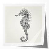 Vibrant seahorse wall art design showcasing intricate marine life details, perfect for ocean-themed decor. Glossy finish enhances colors and textures.