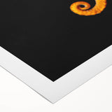 Vibrant rolled canvas wall art showcasing a detailed seahorse design, perfect for marine-themed decor. The artwork captures intricate textures and colors, ideal for ocean lovers.