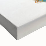 Close-up of a vibrant seahorse design on stretched canvas wall art, showcasing intricate details and colors, perfect for marine life enthusiasts and home decor.