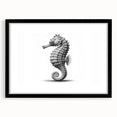 Framed wall art collection featuring a detailed seahorse design, set against a sleek black mat, perfect for marine life enthusiasts and home decor.