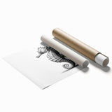 Colorful marine life-themed wall art print featuring a detailed seahorse design, rolled for easy framing and display, perfect for ocean-inspired decor enthusiasts.