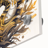 Close-up view of a vibrant seahorse wall art design printed on acrylic glass, showcasing intricate marine life details with vivid colors, ideal for coastal-themed decor.