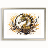 Framed wall art collection featuring a detailed silver seahorse design, showcasing vibrant marine life in an elegant matting, perfect for ocean-themed decor.