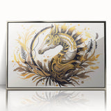 Framed wall art featuring an elegant seahorse design in a marine life theme, displayed with a sleek silver frame, perfect for ocean-inspired decor.