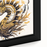 Close-up of a framed canvas wall art piece showcasing a vibrant seahorse design, featuring intricate details and rich colors, perfect for marine life enthusiasts.
