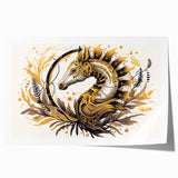 Vibrant wall art print showcasing an intricate seahorse design in marine life theme, featuring rich colors and detailed textures, ideal for coastal decor.