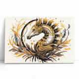 Seahorse design stretched canvas wall art collection featuring vibrant marine life colors, elegantly displayed, ideal for coastal-themed decor and ocean enthusiasts.