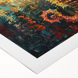 Colorful rolled canvas wall art featuring a vibrant marine life seahorse design, ideal for ocean-themed decor, showcasing intricate details and textures. Perfect for enhancing living spaces or offices with a touch of aquatic beauty.